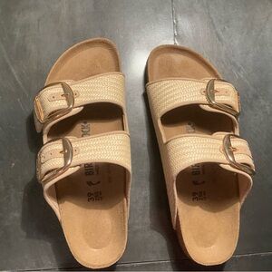 Birkenstock Arizona Raffia Tan Sandals EU39